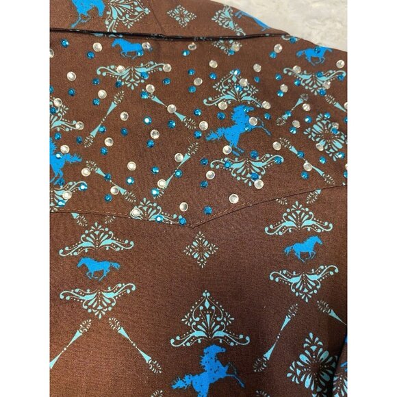 Western Cowgirl Shirt & One Piece Size 3-6 Months BOTH Pieces Bling Pearl Snaps - Picture 10 of 15